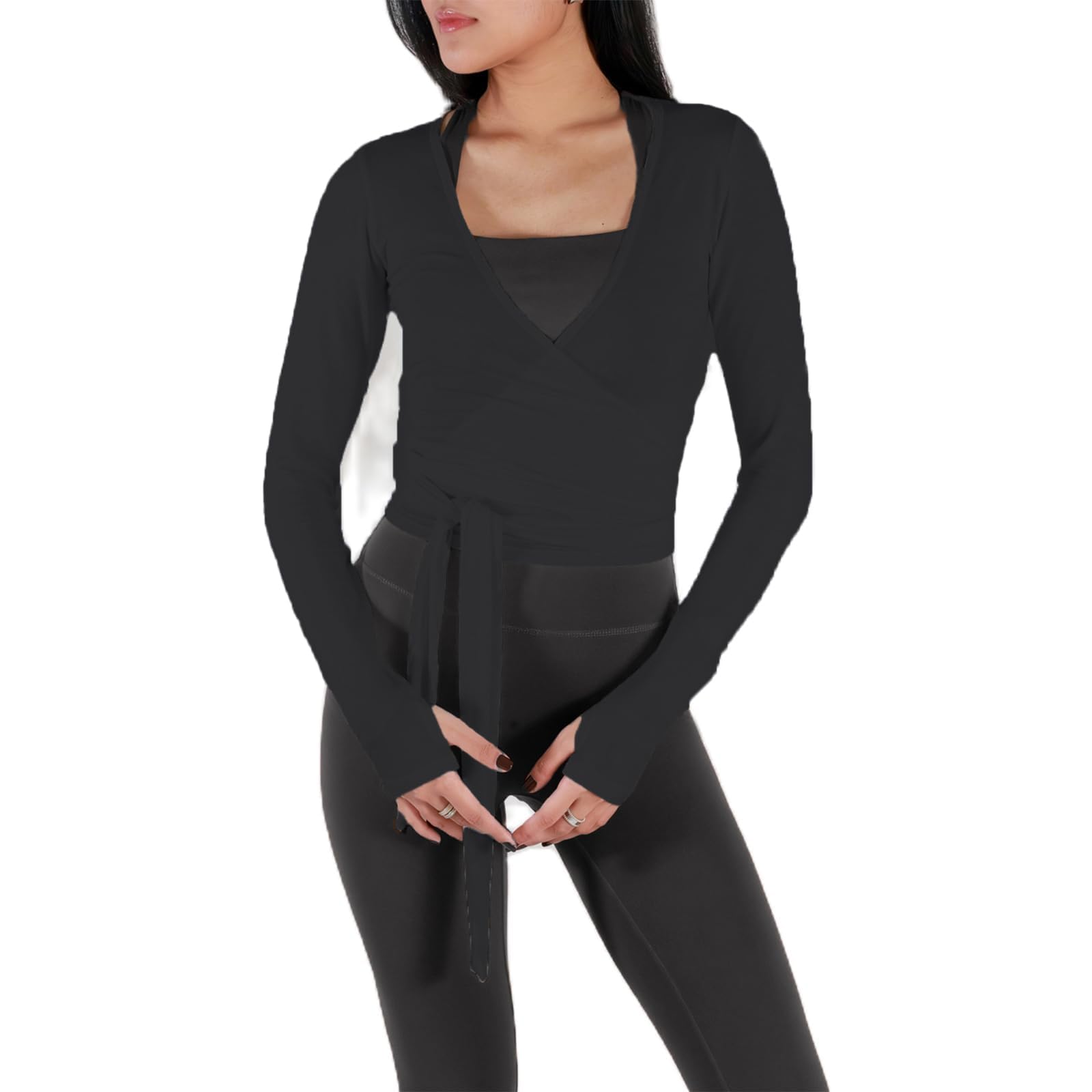  Usweetie Women's Ballet Wrap Top Long Sleeve Tie Workout Pilates Yoga Perfect Fitness Wear
| Usweetie Women's Ballet Wr