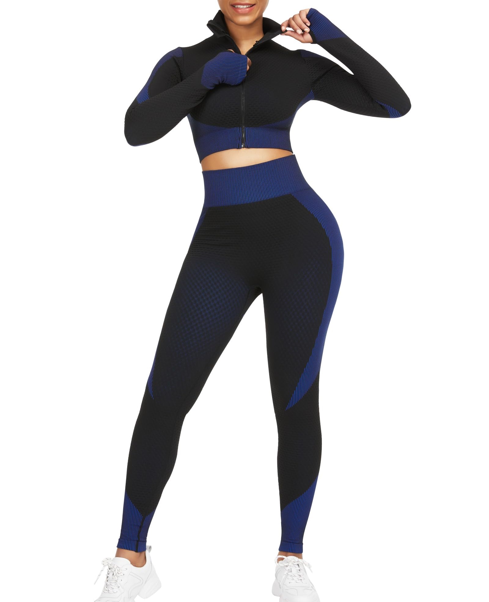 JOYMODE Women's High Waist Legging Set for Workout and Gym
| JOYMODE Women's 2 Piece Long Sleeve Legging Set Crop Top f