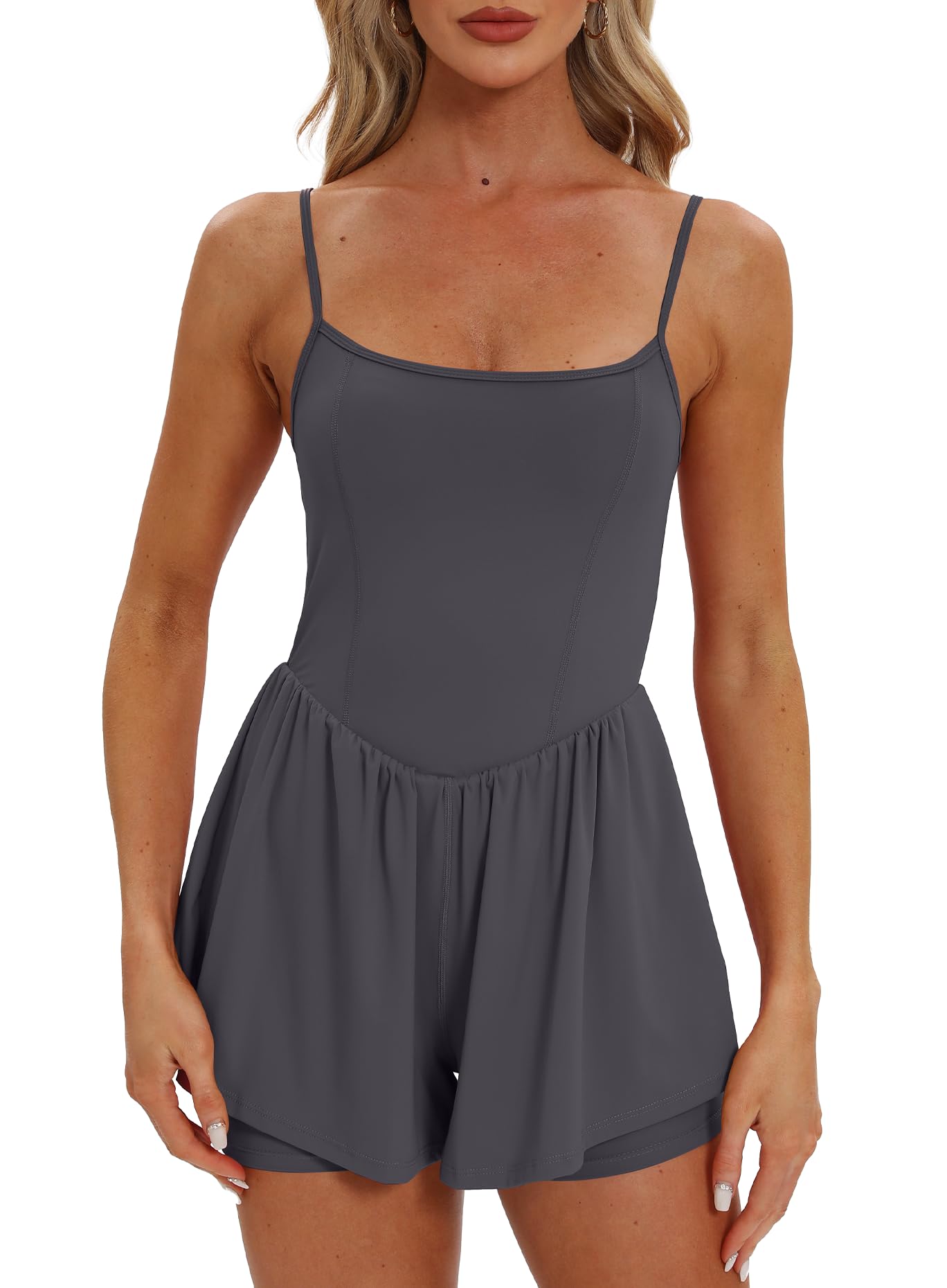 Beaully Women's Summer Sleeveless Rompers Double Lined Shorts Jumpsuit One Piece Outfits